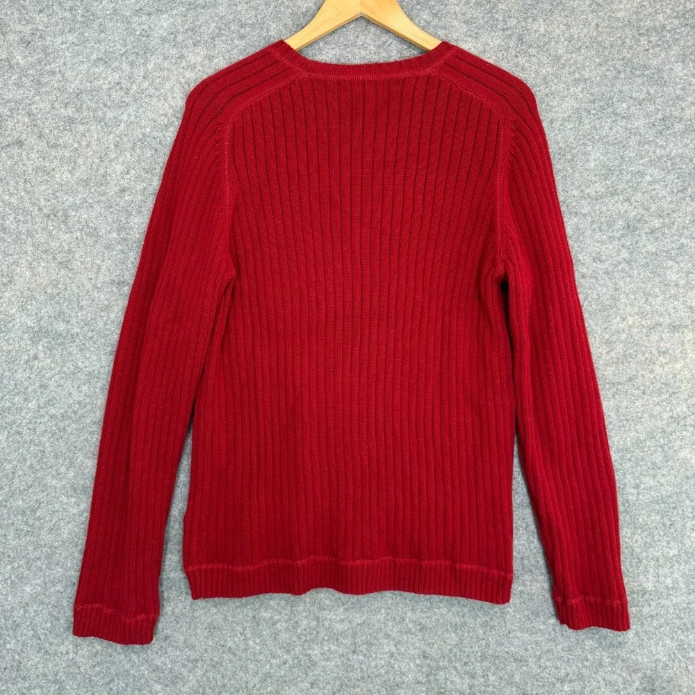 Polo Jeans Company Ralph Lauren Heavyweight Sweater Mens Large Ribbed‎ Knit Red
